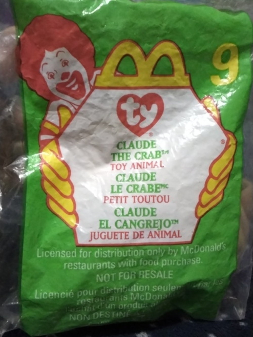 McDonald's Happy Meal Claude The Crab Ty Beanie Baby
